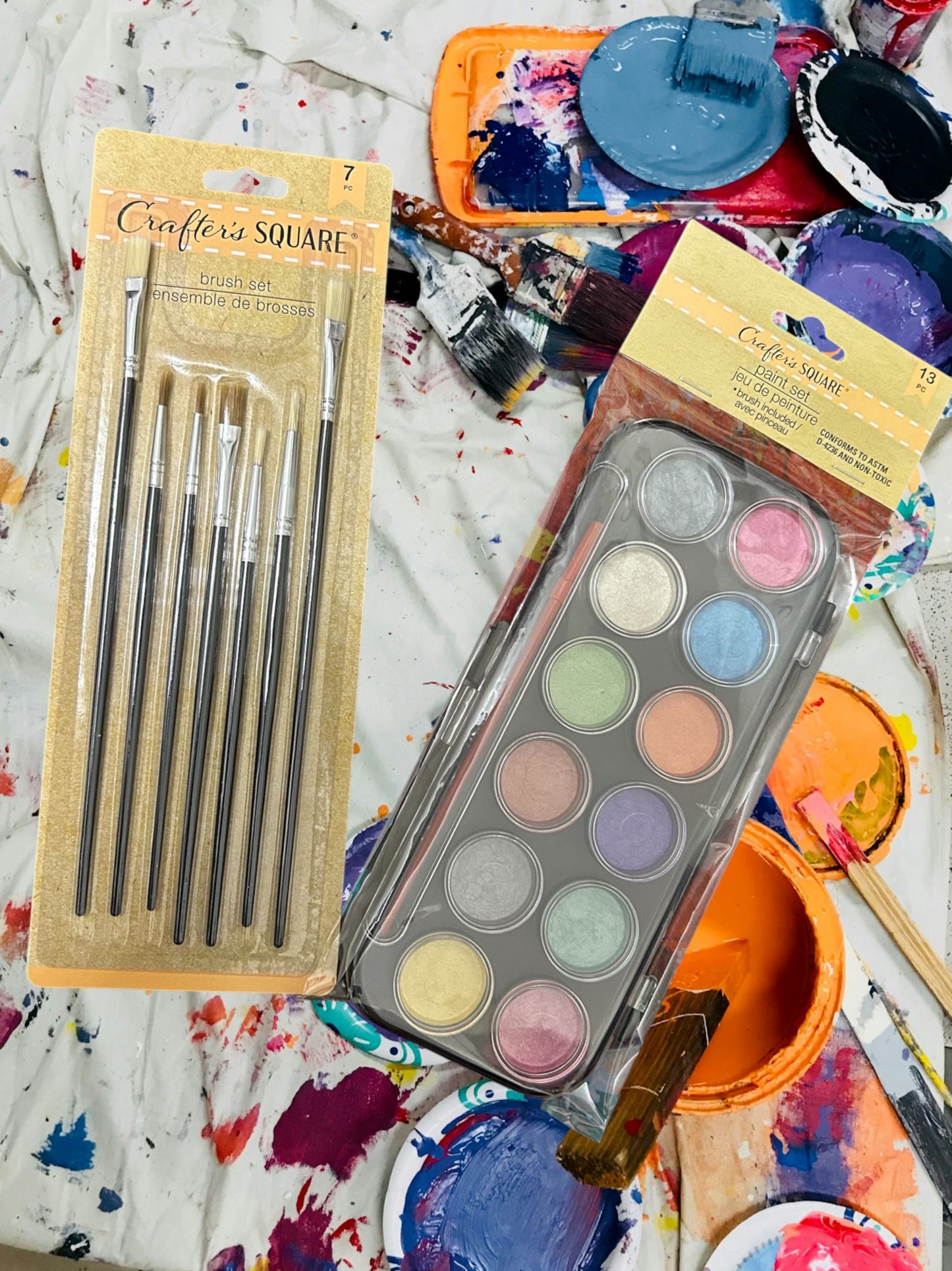 Metallic Watercolour Paints & Brushes Set